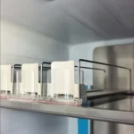 Customer showing can display aligned using shelf pusher spring rail.